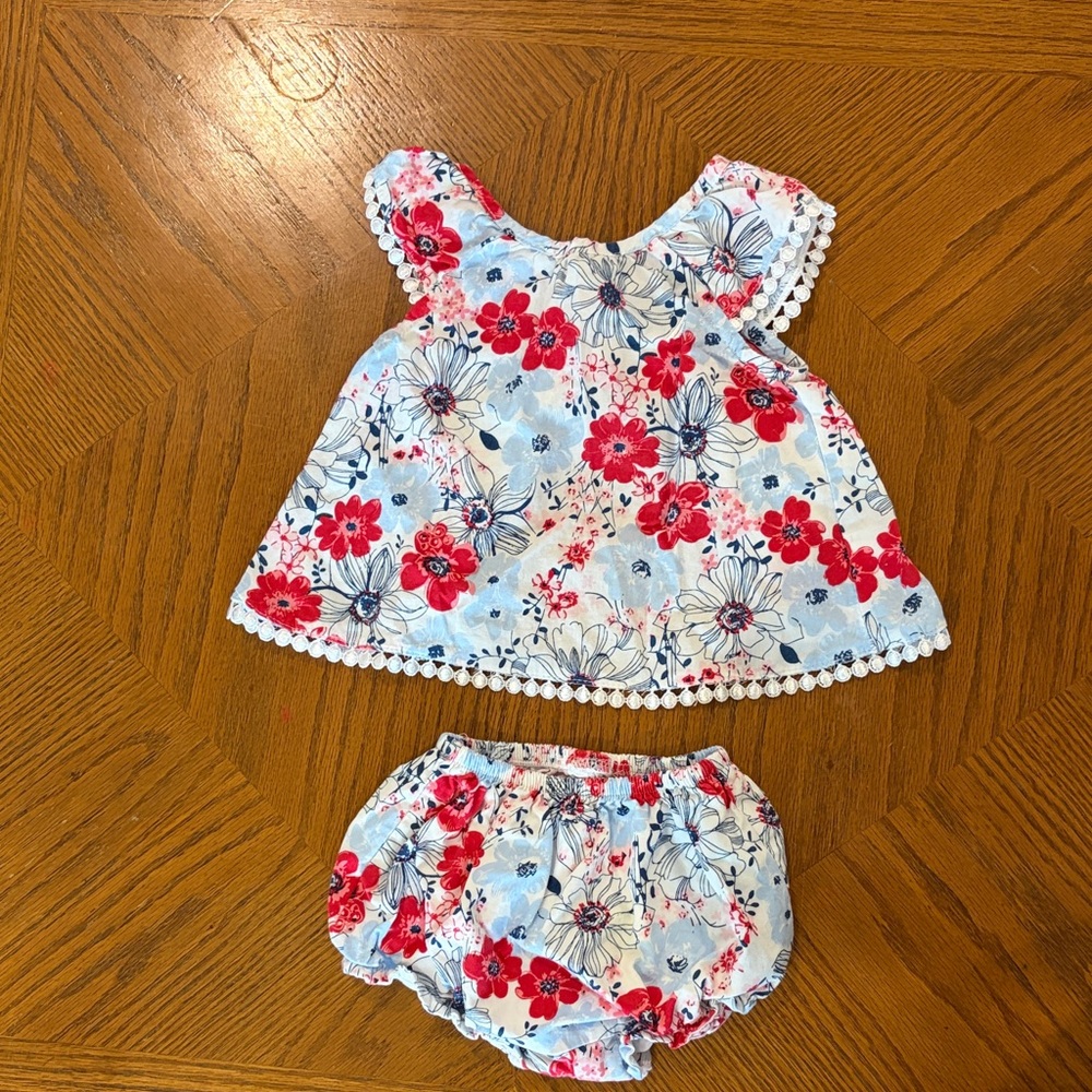 Nautica Floral Diaper Cover Set - Red and Blue